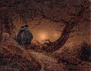 Caspar David Friedrich Two men contemplating the Moon oil painting